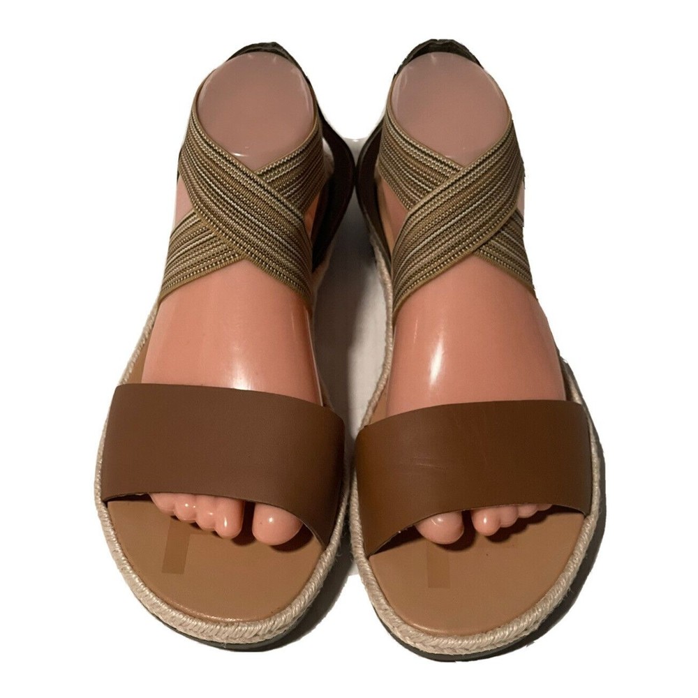 Sorel Ella II Sandals Cross Strap Flat Jute Tan Olive Green Womens Sz 9.5 M